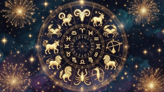 daily-horoscope-january-7-2 Zodiac wheel with planetary symbols representing daily horoscope for January 7, 2026
