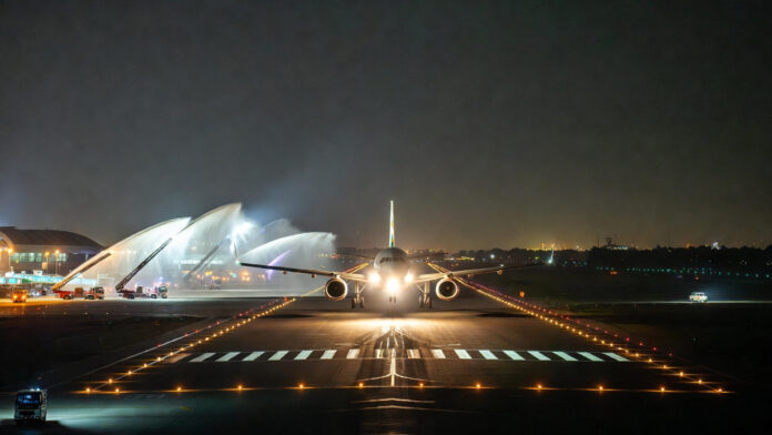 Biman Bangladesh Airlines aircraft lands at Karachi airport as Dhaka–Karachi direct flights resume after 14 years