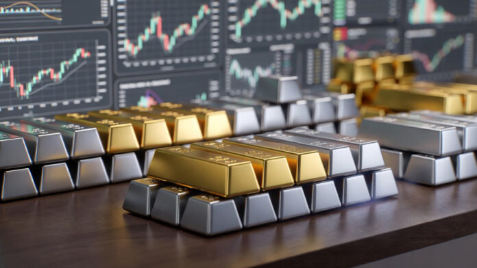 Gold and silver bars displayed at an Indian bullion market amid rising prices