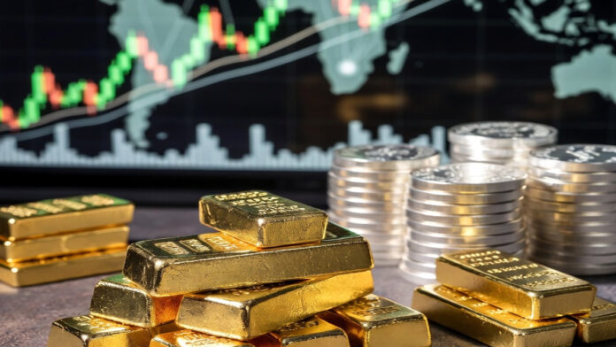 Gold and silver prices surge to historic highs as investors seek safe-haven assets amid a weak dollar and rising geopolitical tensions.