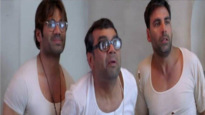 Akshay Kumar, Paresh Rawal, and Suniel Shetty in Hera Pheri franchise