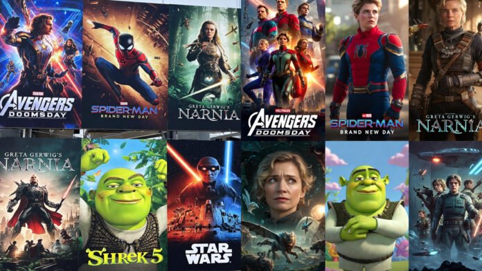 Avengers: Doomsday, Spider-Man: Brand New Day, and Greta Gerwig’s Narnia posters for 2026 releases