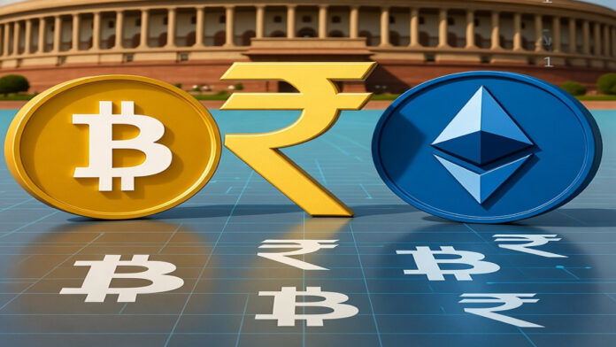India crypto regulation bill 2026 and digital rupee concept illustration