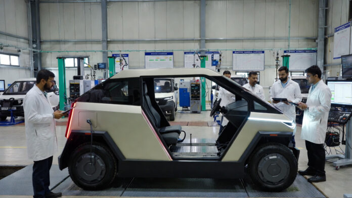 Electric quadricycle undergoing testing under India’s new PLI scheme standards