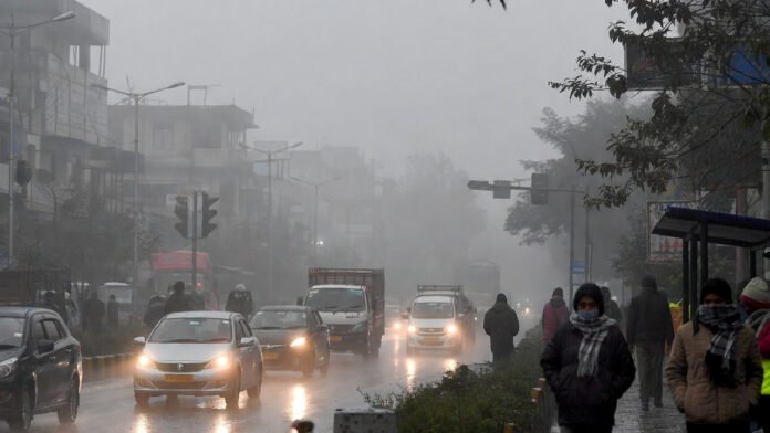Dense fog and winter rain affecting daily life in North India on New Year’s Day