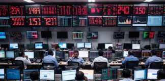 Indian Stock Market Slumps at Open: Sensex Falls 432 Points, Nifty Slips Below 26,200 on Tariff Fears Indian stock market screens showing Sensex and Nifty falling amid heavy selling