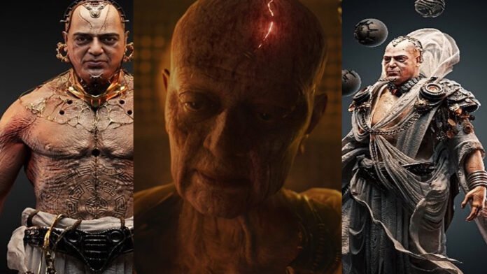 Kamal Haasan as Supreme Yaskin holding Gandiva bow in Kalki 2898 AD Part 2 concept