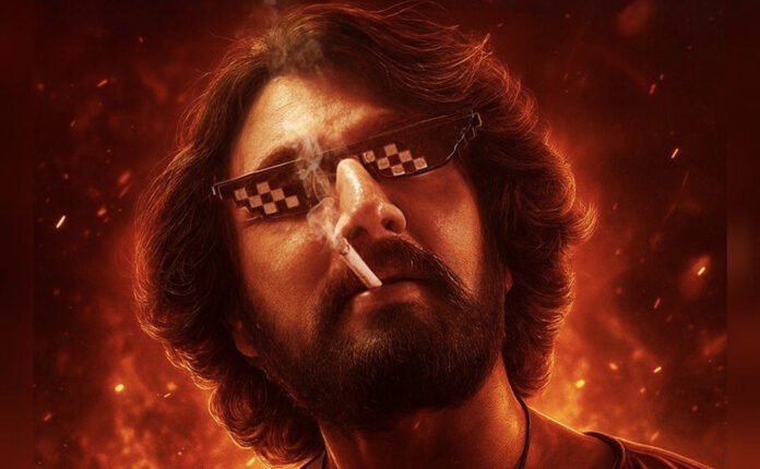 kiccha-sudeep-mark-box-offi Kiccha Sudeep in an intense action scene from the film Mark