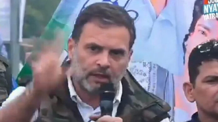 Rahul Gandhi addressing media after accusing Election Commission of misleading the public