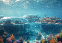 Saudi Arabia Unveils Fully Underwater ‘Water Village’ in NEOM Mega-Project Conceptual rendering of NEOM Water Village underwater luxury settlement in Red Sea with marine life visible