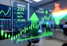 Stock Market Opens in Green: Sensex Jumps 233 Points, Nifty Crosses 25,600 Mark Sensex rises 233 points and Nifty crosses 25,600 as Indian stock market opens higher