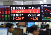 Sensex Plunges 414 Points at Open, Nifty Slips Below 25,300 as Markets Start Lower BSE Sensex and NSE Nifty indices in red showing decline at market open