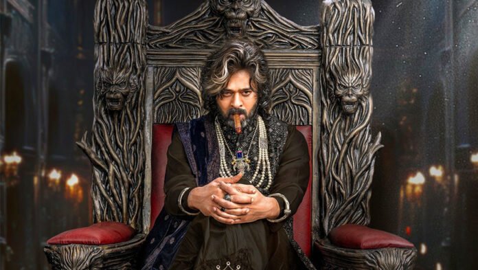 the-raja-saab-movie-review- Prabhas in The Raja Saab movie review poster showcasing his vintage mass avatar