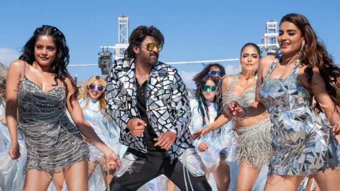 Prabhas in a still from his upcoming pan-India film The Raja Saab