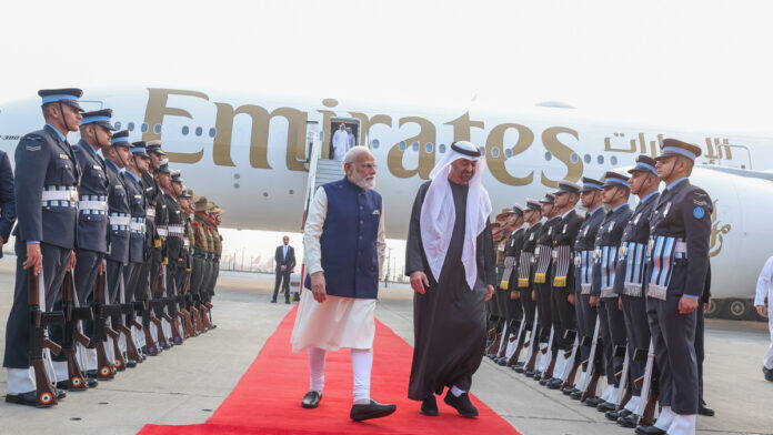 PM Modi welcomes UAE President Sheikh Mohamed bin Zayed at Delhi airport during official India visit