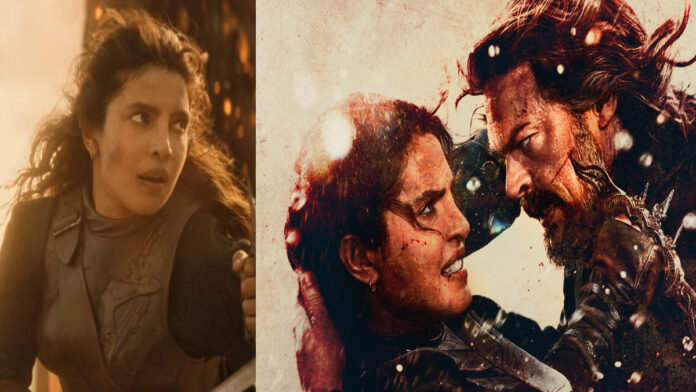 The Bluff Review : Priyanka Chopra Jonas as pirate Ersell holding a sword during a dramatic Caribbean sunset battle scene in The Bluff