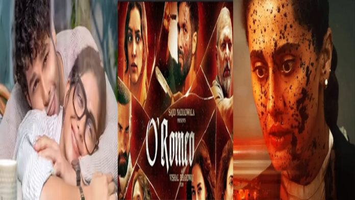 Collage of scenes representing current Hindi box office releases including courtroom, romance, and action drama visuals