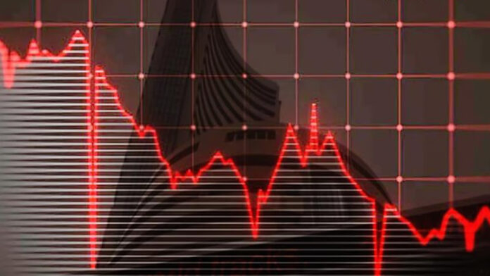 Traders monitor red screens at Bombay Stock Exchange during Sensex 558-point decline on February 12, 2026