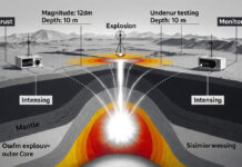 US Alleges China Conducted Secret Nuclear Tests Using ‘Decoupling’ Technique to Evade Global Monitoring Illustration depicting covert nuclear testing and global seismic monitoring systems