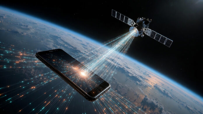 Smartphone connecting directly to satellite in space