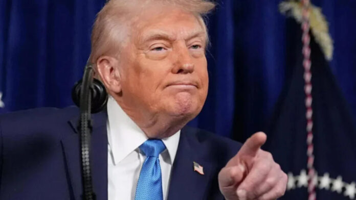 President Donald Trump addressing military strategy regarding Middle East deployment