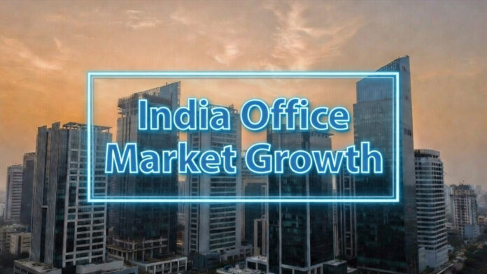 Modern corporate office buildings representing India’s growing GCC demand