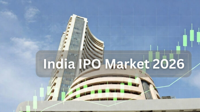 Bombay Stock Exchange building with rising stock market graph symbolizing IPO growth in India