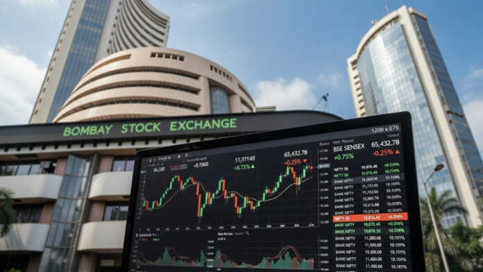 Indian stock market trading screen showing live index and price movements