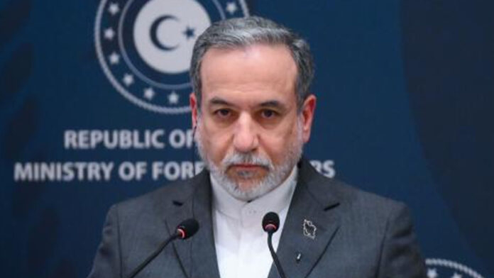 Iranian Foreign Minister Abbas Araghchi speaking during a press conference about nuclear talks