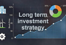 Long-Term Investment Strategy 2026: Top Blue Chips, Green Energy Bets & SIP Rules for 3–5 Year Wealth Creation Long-term investment strategy illustration showing blue-chip stocks, green energy sector, and diversified portfolio growth chart.