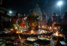 Mahashivratri 2026: Pandit Ajay Kaushik Reveals Puja Timings, Jalabhishek Muhurat & Nishita Kaal Devotees performing Jalabhishek on Shivling during Mahashivratri night Ceremony