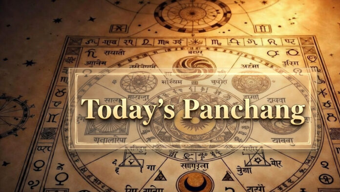 Traditional Hindu Panchang calendar chart showing daily astrological timings