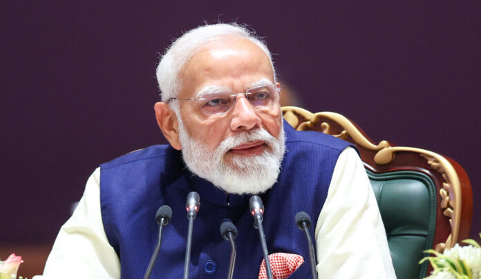 Prime Minister Narendra Modi speaking at AI Impact Summit 2026 in New Delhi