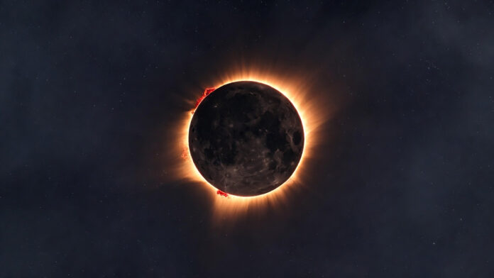 Annular solar eclipse showing bright Ring of Fire effect