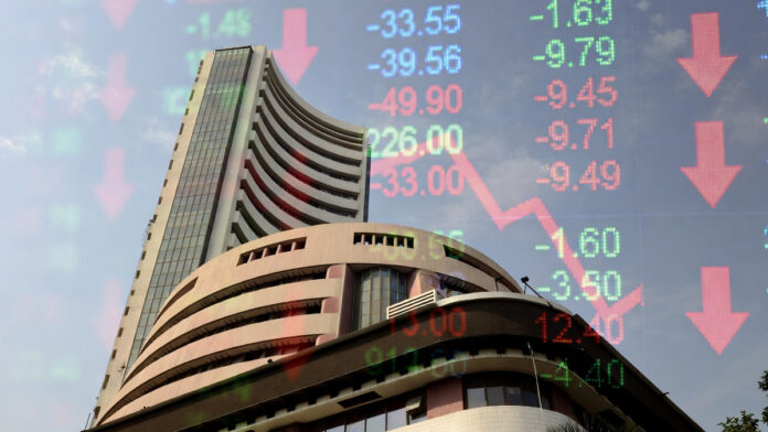 Bombay Stock Exchange building in Mumbai after Sensex fell 961 points and Nifty slipped below 25,200