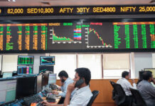 Indian Stock Market Ends Flat After Early Rally; Sensex, Nifty Close Marginally Higher Traders monitoring live Sensex and Nifty market data on digital screens at the Bombay Stock Exchange in Mumbai