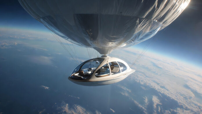 Space Perspective luxury space balloon capsule preparing for near-space flight