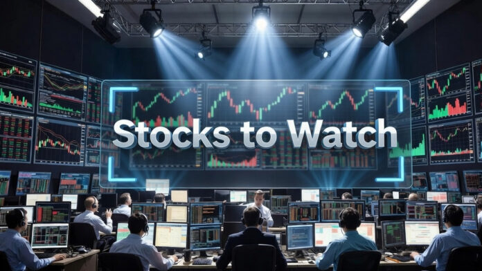 Indian traders watching stock charts on screens