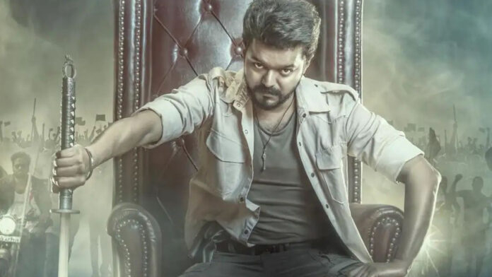 Official action poster of Thalapathy Vijay in Jana Nayagan, featuring intense fight scene amid ongoing CBFC certification delay and court case withdrawal