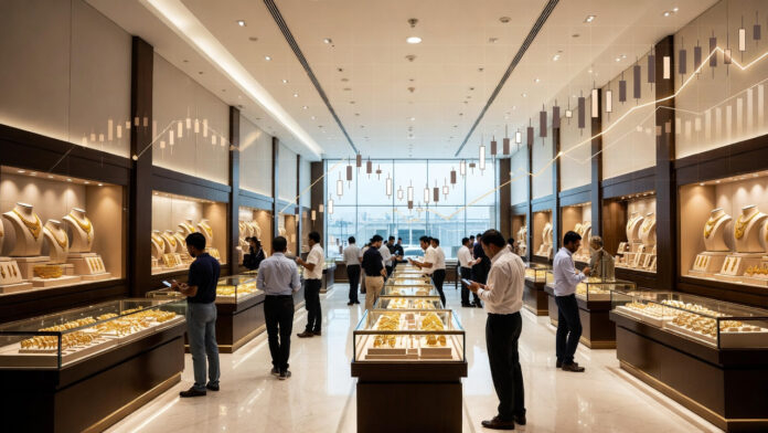 Titan jewelry showroom reflecting strong quarterly profit growth