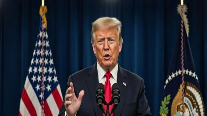 Donald Trump speaking during a public address