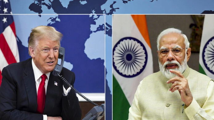 Donald Trump and Narendra Modi during discussions on the US-India trade deal and tariff reduction