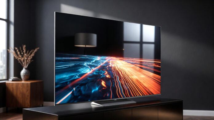 Large 75-inch Xiaomi QLED television displaying vivid 4K visuals