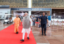 PM Narendra Modi Inaugurates Noida International Airport, Calls It a ‘New Flight for India’s Future’ Amid Global Crisis PM Modi walkthrough of Terminal Building of Noida International Airport, Jewar, in Uttar Pradesh with yogi adityanath