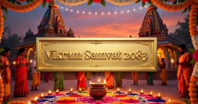 Hindu New Year 2026 celebration with rituals and Vikram Samvat calendar visuals