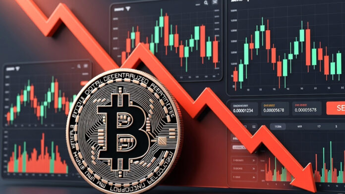Bitcoin price crash chart showing sharp decline in cryptocurrency market