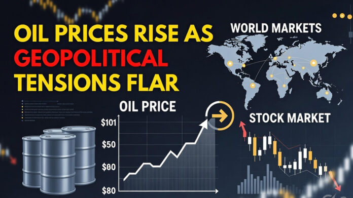 Brent crude oil price reaching $101.59 per barrel as global stock markets fall