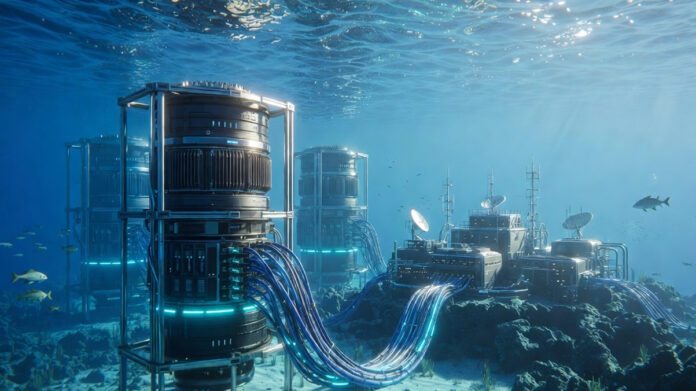Underwater data center modules installed on the ocean floor near Hainan China