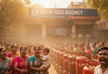 Delhi LPG Crisis Hits Weddings and Businesses: Menus Shrink, Long Queues Form at Gas Agencies People waiting in long queues outside LPG gas agency in Delhi during cooking gas shortage