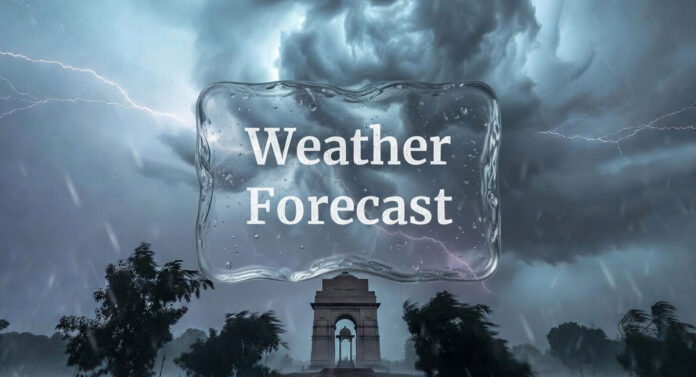 Delhi weather rain thunderstorm western disturbance clouds strong winds India